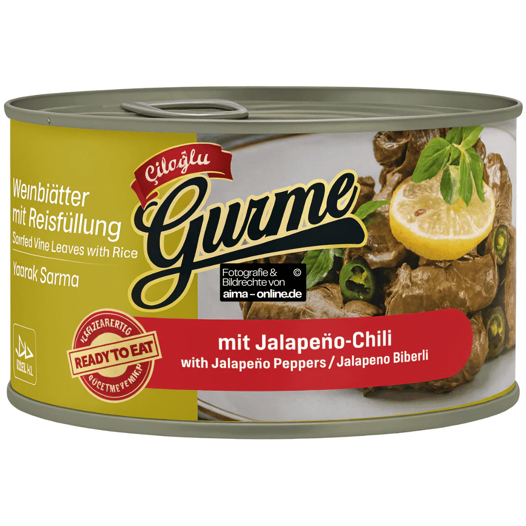 Ciloglu - Gurme Weinblätter mit Reisfüllung mit Jalapeno-Chili, Yaprak Sarmasi Jalapeno Biberli 400g