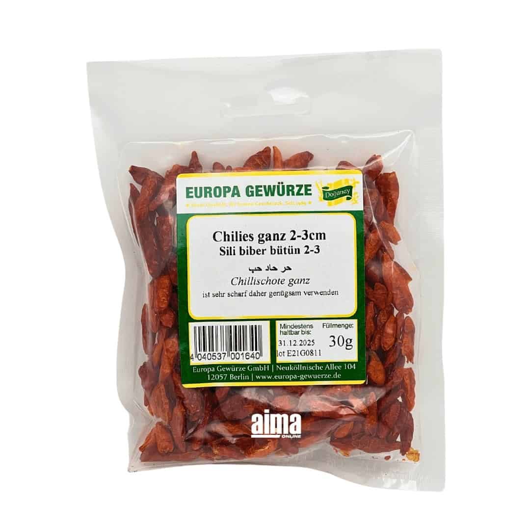 Europa Gewürze Sili Biber bütün 2-3 cm - Chilies ganz 2-3cm 30g