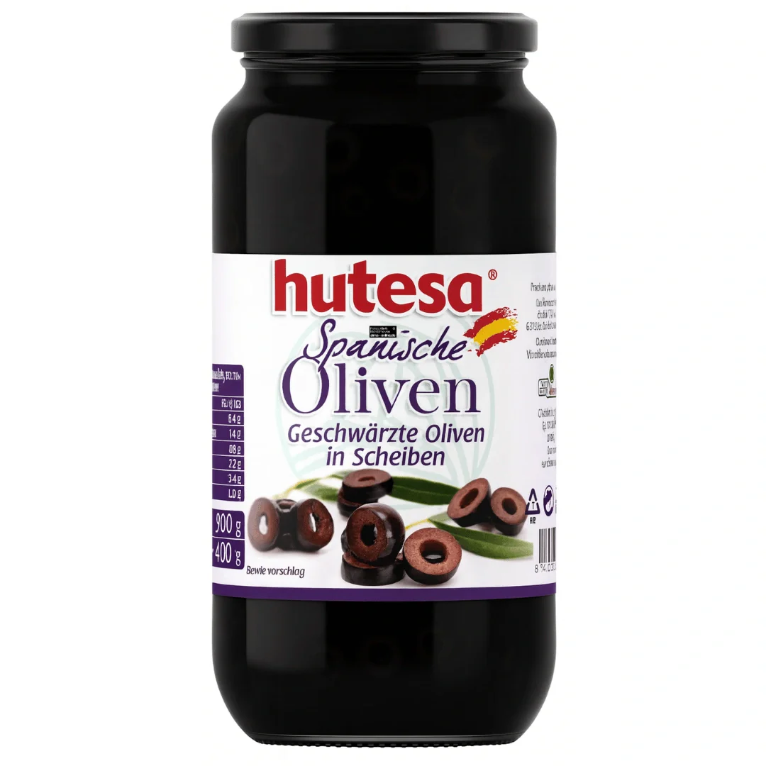 Hutesa - Spanische Oliven Geschwärzte Oliven in Scheiben, Dilimlenmiş Siyah Zeytin 400g