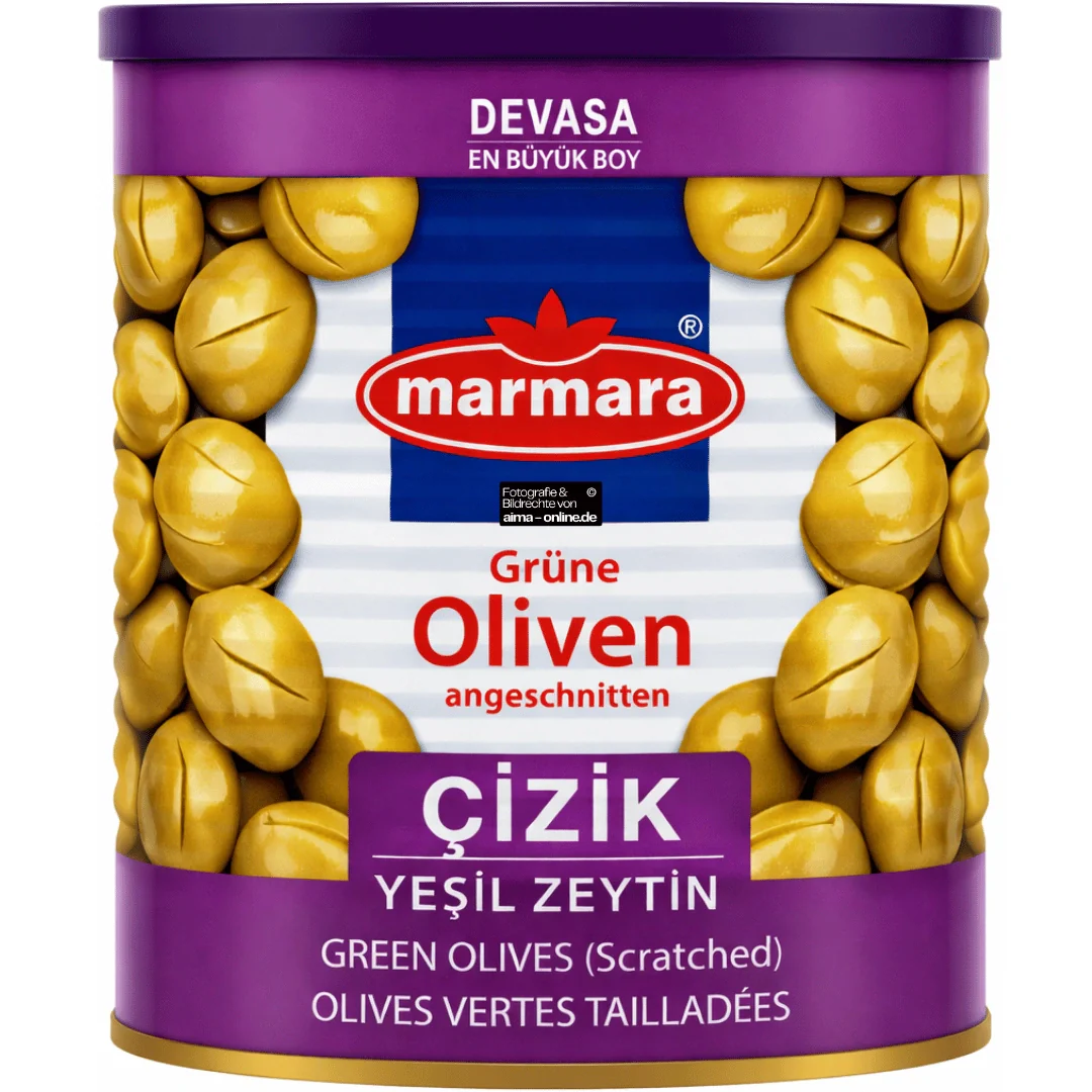 Marmara - Devasa Çizik Yeşil Zeytin, Grüne Oliven mit angeschnitten 800g