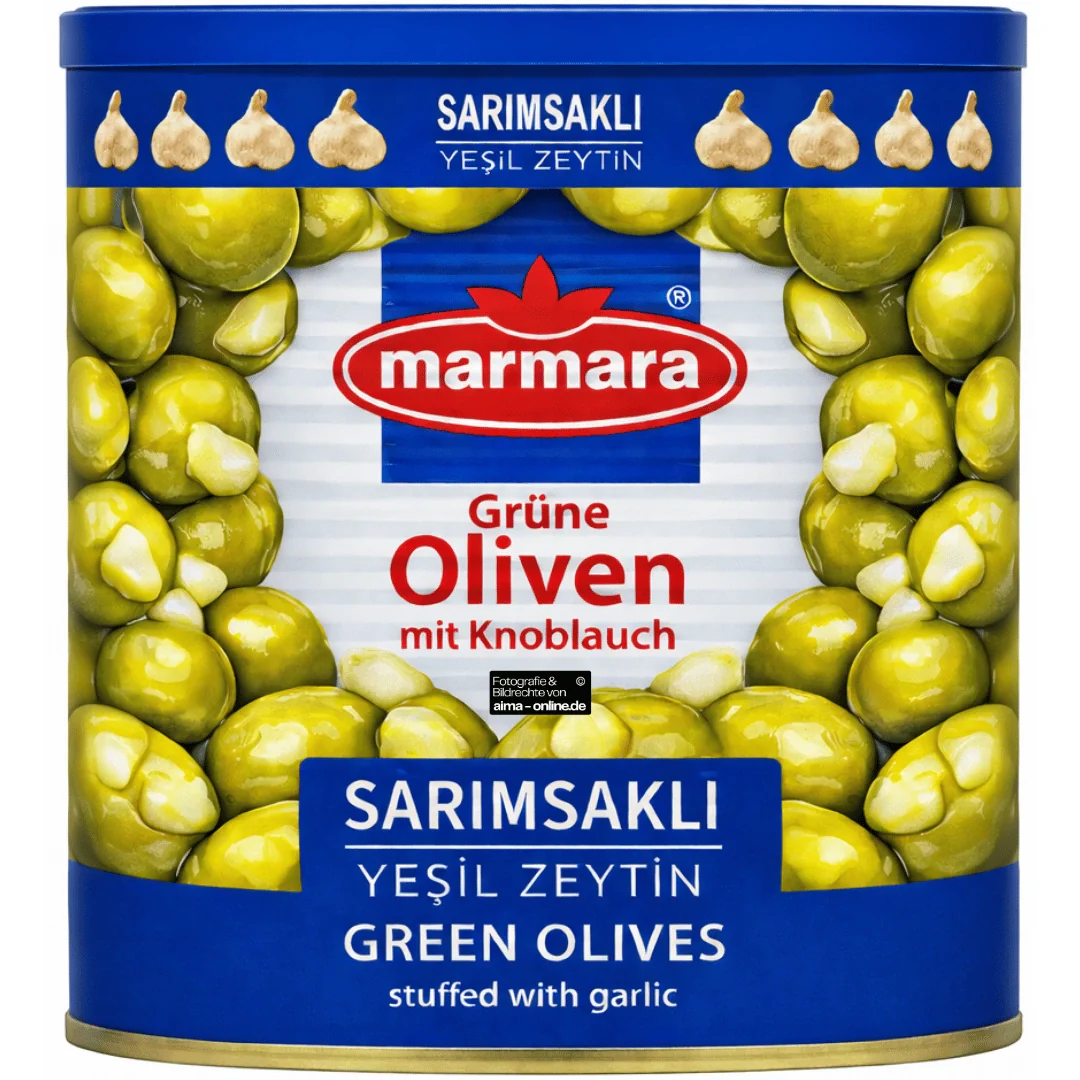 Marmara - Sarımsaklı Yeşil Zeytin, Grüne Oliven mit Knoblauch 800g