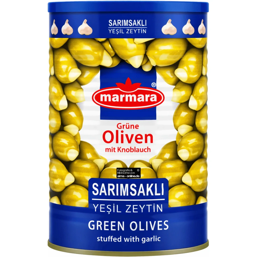 Marmara - Sarımsaklı Yeşil Zeytin, Grüne Oliven mit Knoblauch 720g