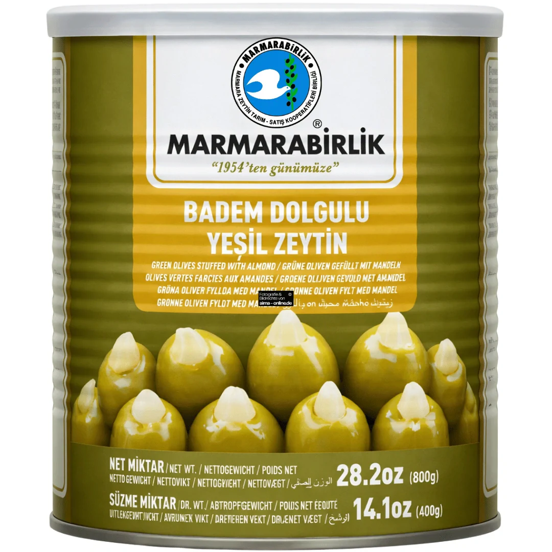 Marmarabirlik - Badem Dolgulu Yeşil Zeytin, Grüne Oliven Gefüllt mit Mandeln 400g