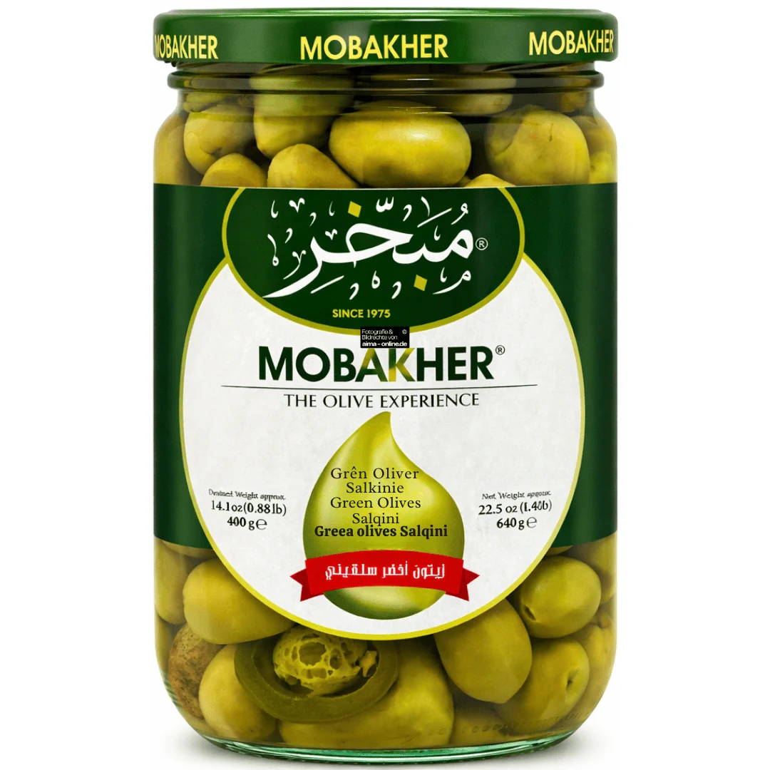 Mobakher – Yeşil Zeytin, Salkini grüne Oliven 400g