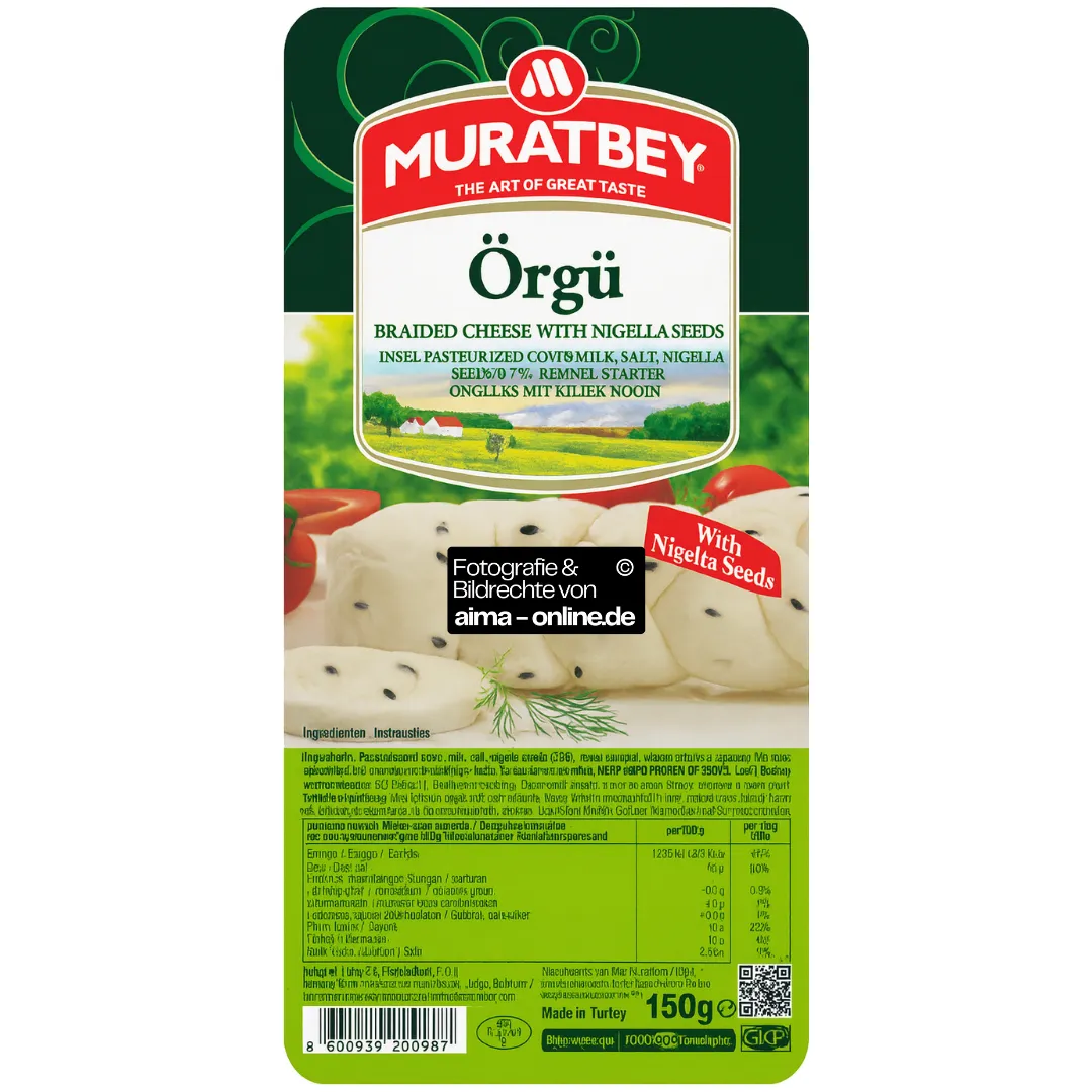 Muratbey - Zopf Stil Käse mit Schwarzkümmel, Çörek Otlu Örgü Peynir 150g