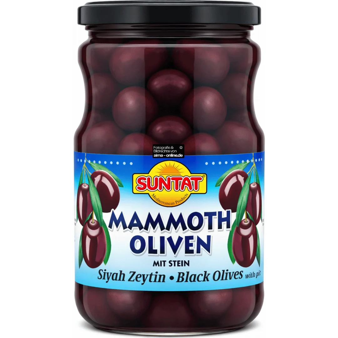 Suntat - Mammoth Siyah Zeytin, Mammoth Oliven mit Stein 400g